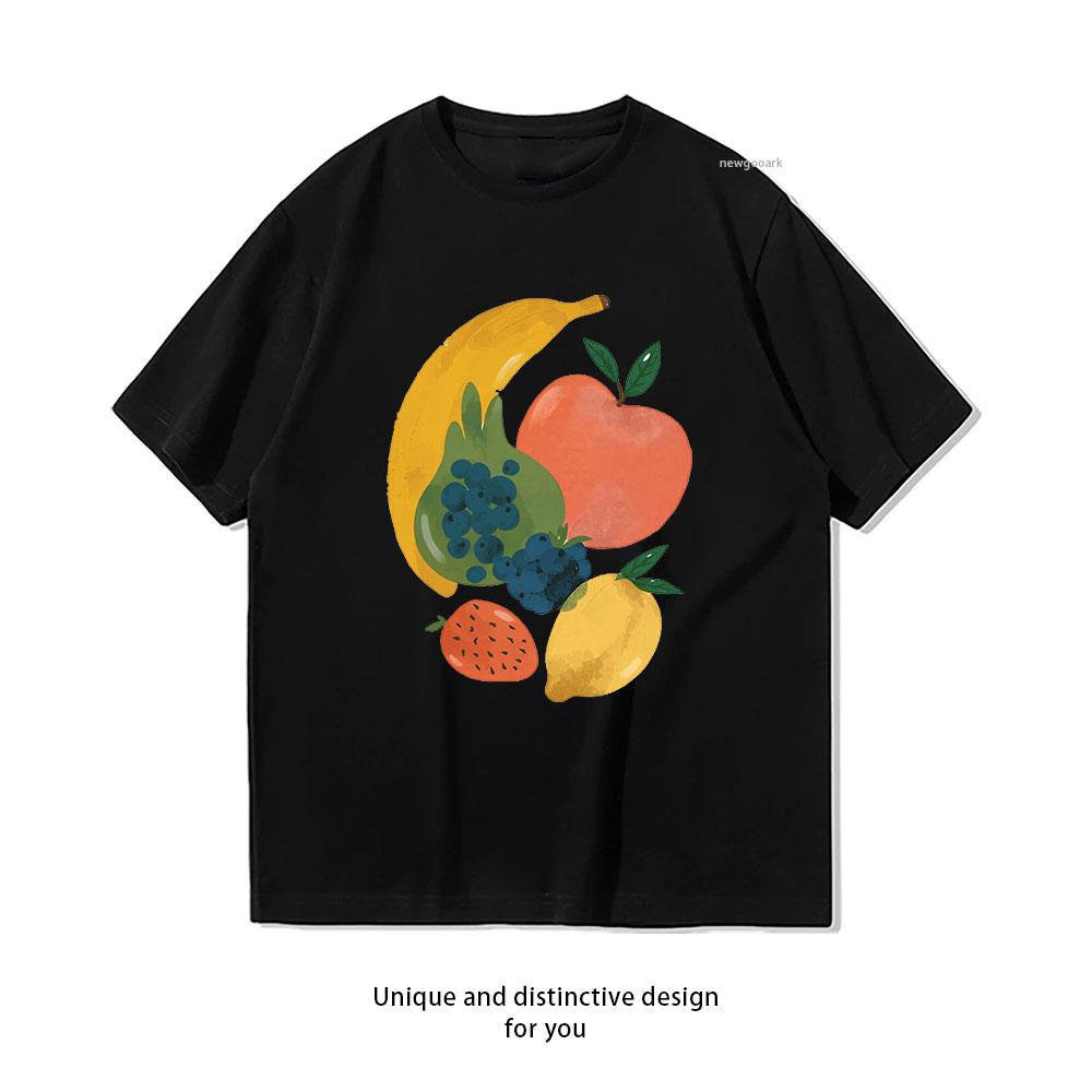 

IWatercolor Fruit Illustration tshirt Women Unisex Casual cotton printed t shirts Adult streetwear camisetas tops tee Shortsleev 4XL