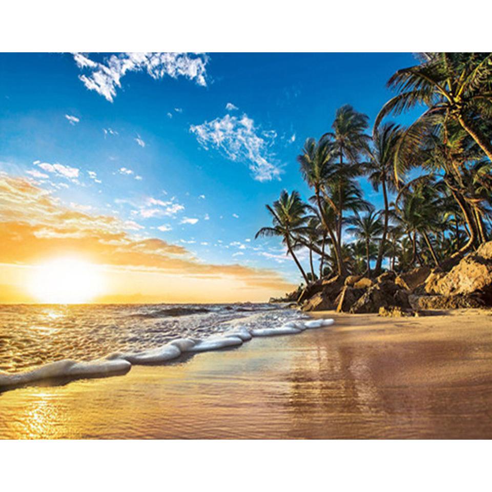 5D DIY Coastal Landscape Diamond Painting Rhinestone Picture Full Diamond Embroidery Gift Mosaic Decoration Cross Stitch Kit