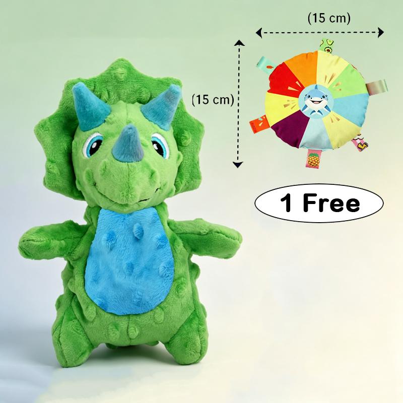 Hond dinosaurus knuffel piepspeeltje knisperpapier duurzaam kauwspeeltje kleine puppy tandjes krijgen kiezen zelf spelen verveling verlichten huisdier speelgoed