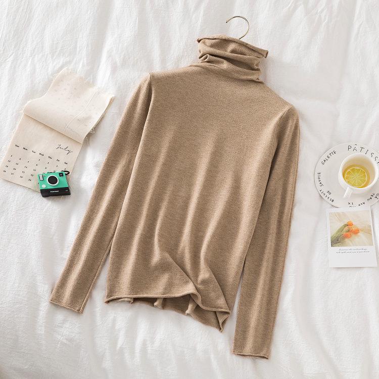 Dalang Knitwear Women's Slim Fit Turtleneck Sweater - Long Sleeve Solid Color Base Layer for Autumn/Winter