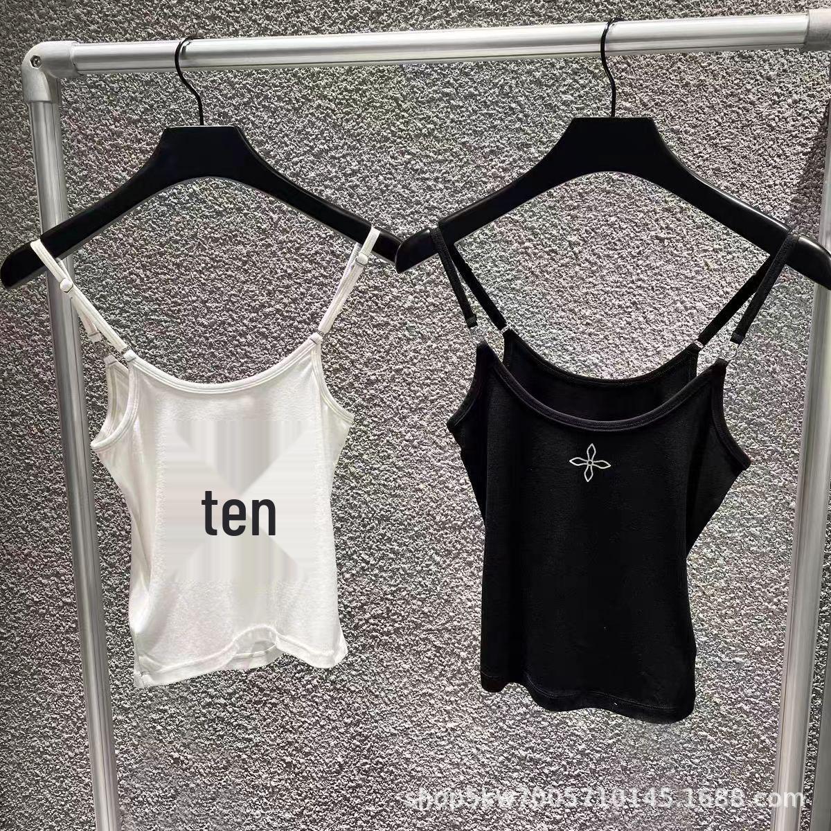 SMFK Cross Seal Acetate Tight Camisole with Adjustable Straps - Celebrity Style Solid Color Top Small