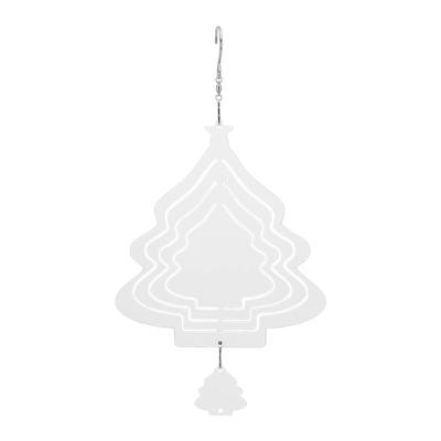 Sublimation Windspiele Drehbarer Schmuck Aluminium Rohling Weihnachtsbaumförmig Garten Hängedekor für Weihnachten Zuhause