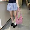 Drawstring Canvas Crossbody Bag Y2k Underarm Bag Fashion Plaid Shoulder Bag  Women