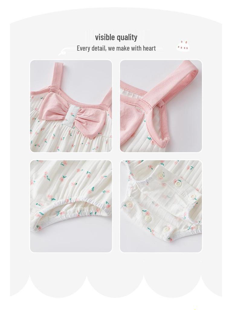 2025 Cute Summer Romper Baby Sling Jumpsuit - Fashion Wrap-around Newborn Girl Bodysuit 3657