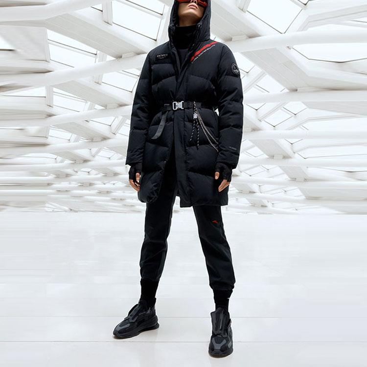 Anta Mid-Length Hooded Down Jacket With Fiery Tech Men Outerwear Black 152147945-2