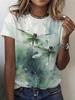 Women's Fashion Floral Animal Print Tee Crew Neck Short Sleeve Casual Regular Tops Daily Style for Spring and Summer