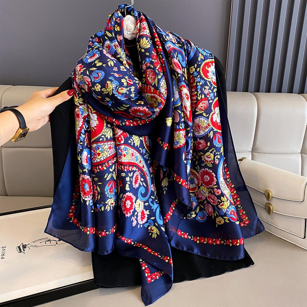 Women 180*90cm Fashion Beautiful Soft Silk Scarves Female Lady Shawl Hijab Wrap Foulard Bandanna Muffler Beach Pareo