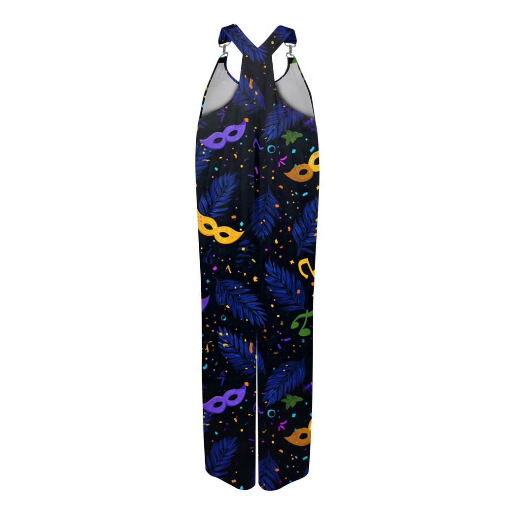 Women's  Overalls  Print Vintage Jumpsuit (Non-Adjustable Straps)