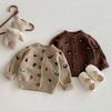 Autumn and winter new baby girl long-sleeved embroidered cardigan baby foreign versatile pine cone jacket top