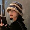 Warm Striped Fisherman Hat Anti-cold Woven Basin Cap Seaside Beach Cap Knitted Bucket Hat  Daily