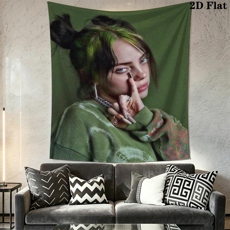 Billie Eilish Wall Tapestry Aesthetic Wall Hanging Printed Fabric Blanket Decorative Tapestries for Bedroom Living Room Home Decor
