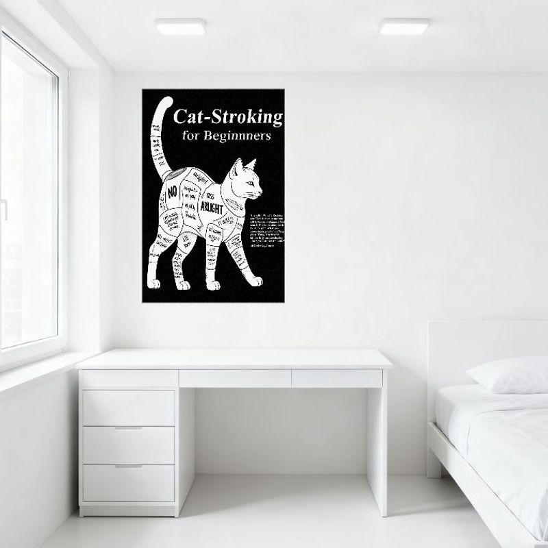 Cat-Stroking for Beginners Black White Graphic Metal Tin Sign, Cat Health Center Vintage Wall Decor for Man Cave Bar Cafe Home A