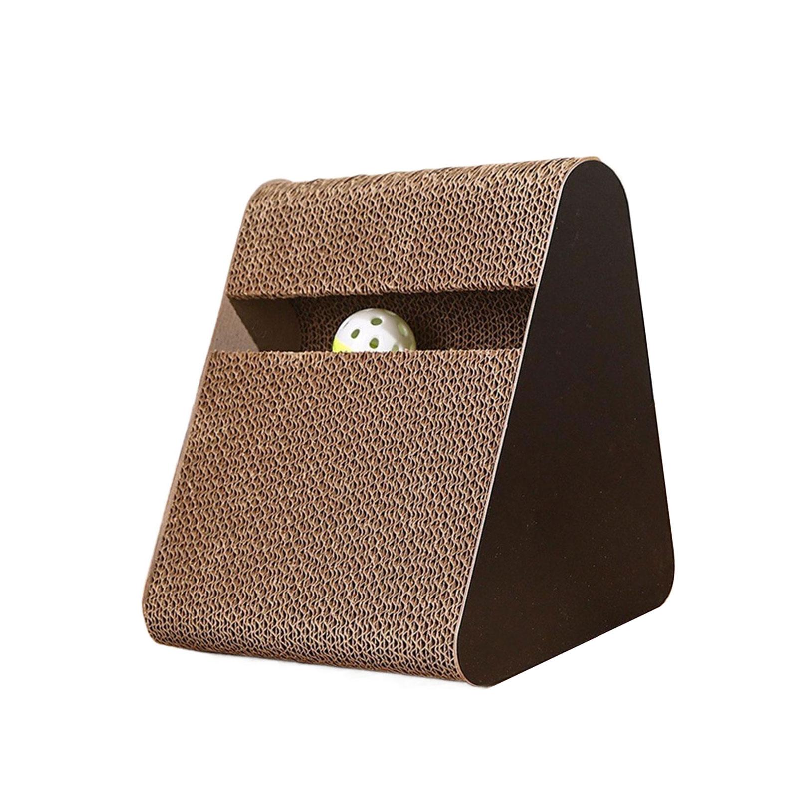 

2 в 1 Треугольная картонная когтеточка для кошек с вращающимся шариком для снятия стресса и интерактивных игр S