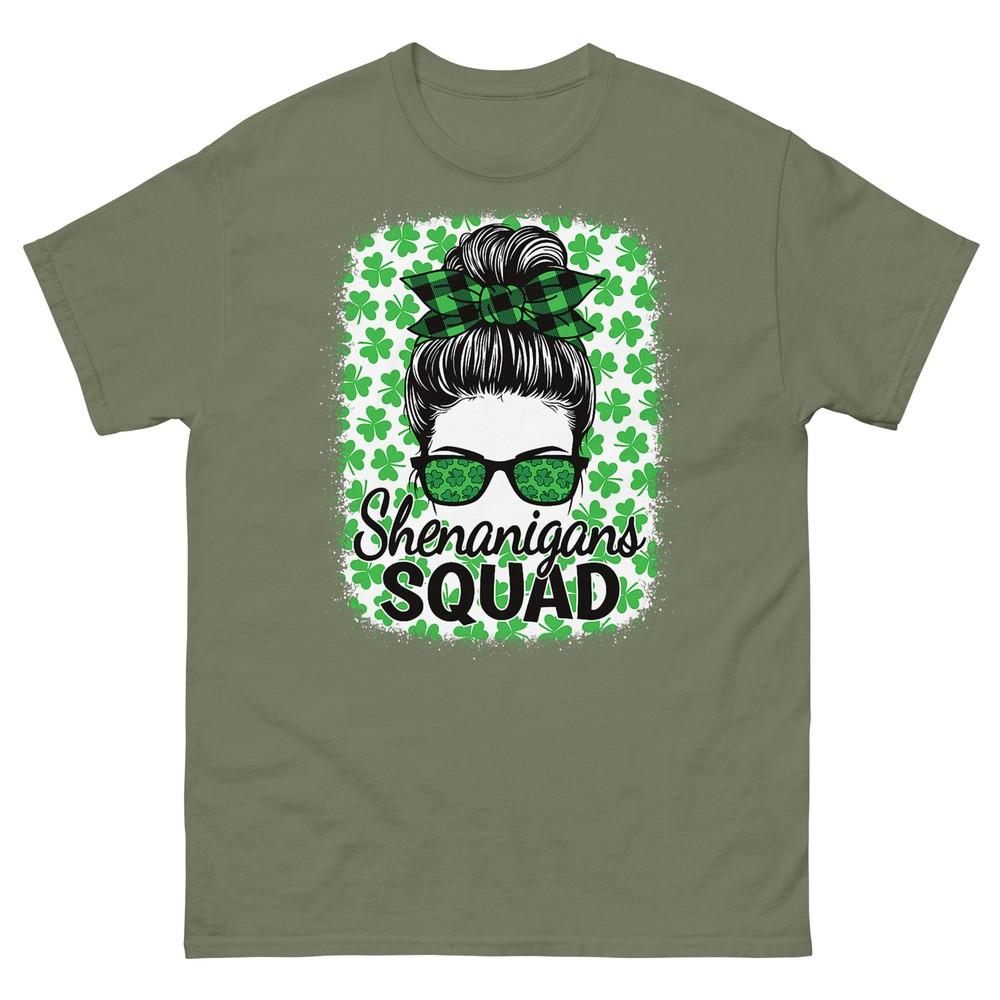 Shenanigans Squad St Patricks Day Unisex Girls Messy Bun TShirt