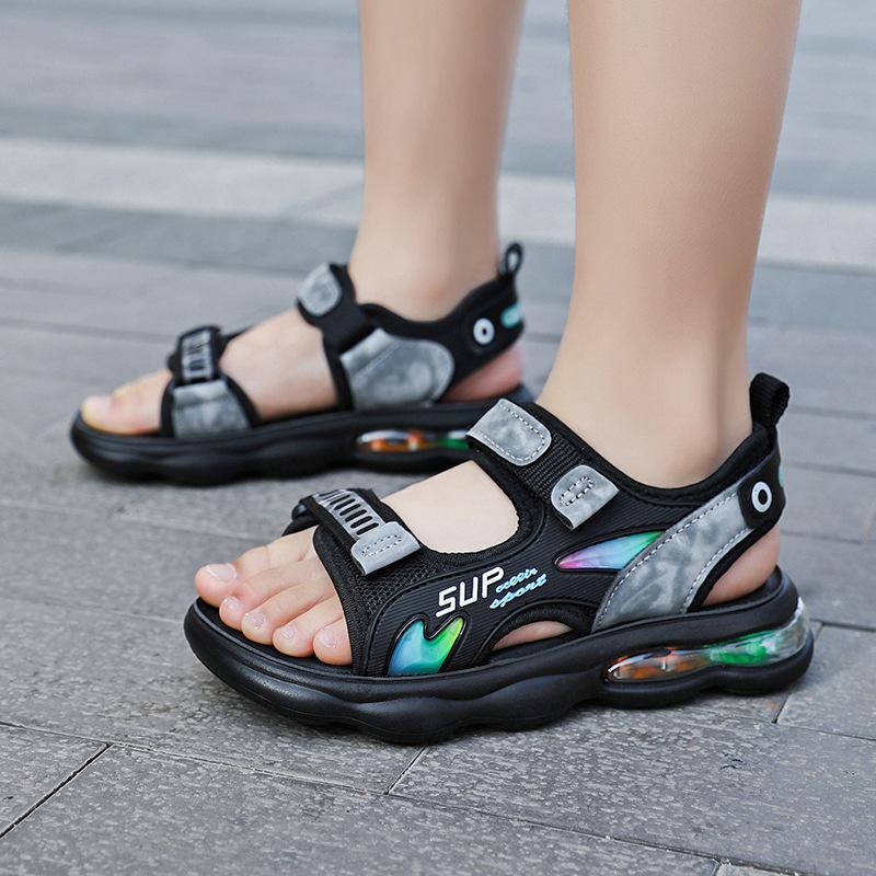 

Boys new air cushion children s sandals 2025 summer beach shoes open-toe hollow breathable sandals 32