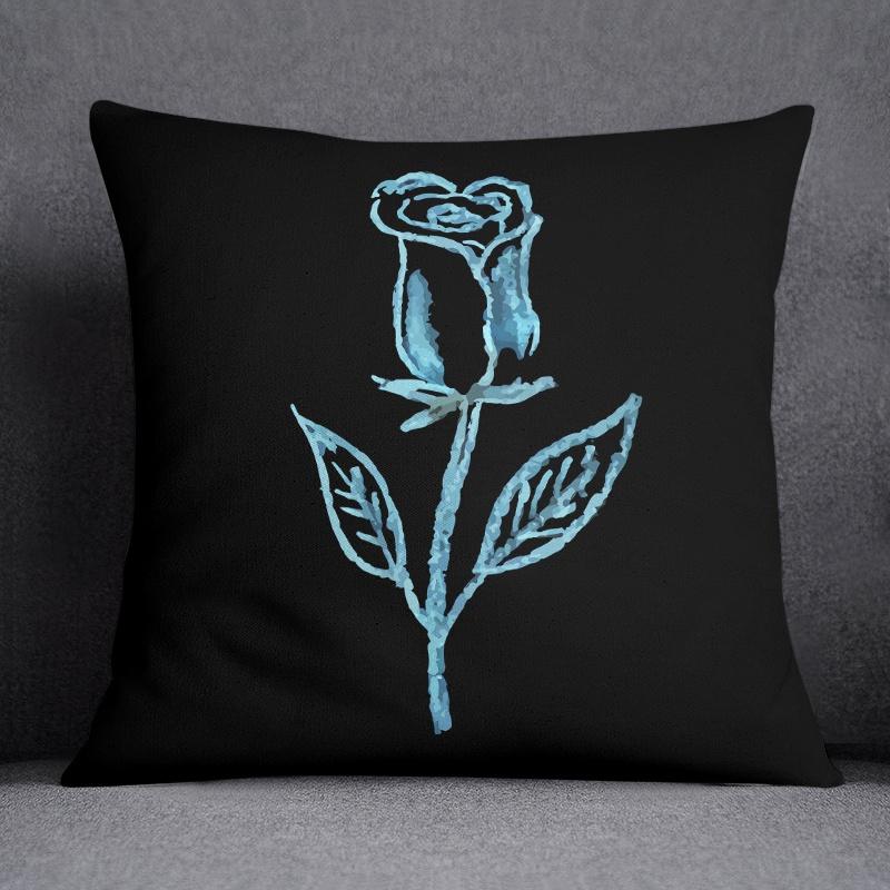 Cool Black Wind Black Bottom Flower Series Pillow Decorative Pillow Bedroom Sofa Car Cushion Cover Pillowcase