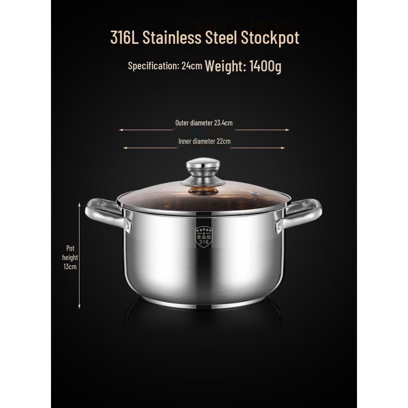 2025 Three-Layer 316 Stainless Steel Steamer & Soup Pot for Induction & Gas Stoves