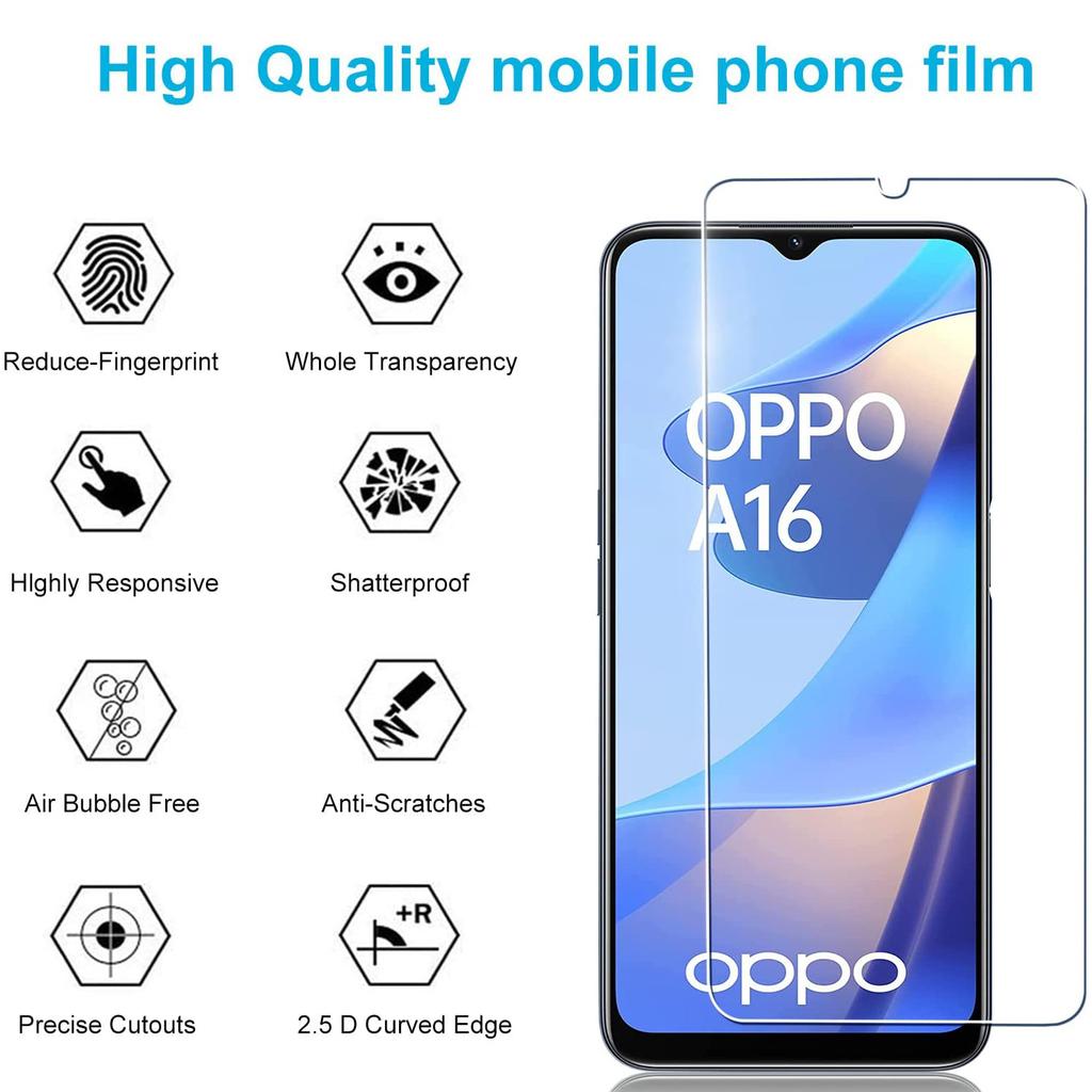 4 unidades 9H protetor de tela para OPPO A16 A16K A16e A16s HD vidro temperado