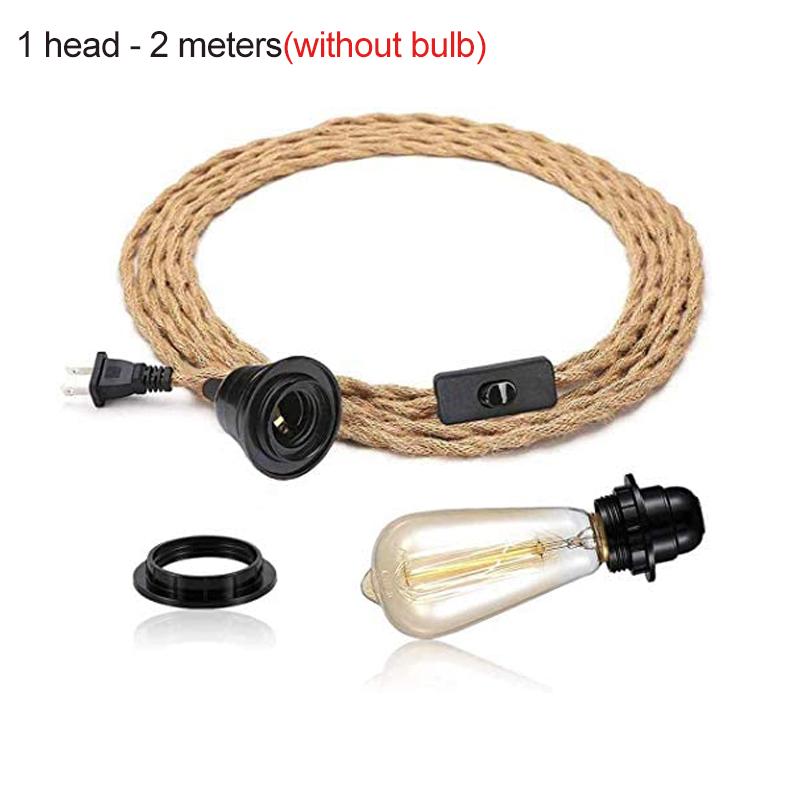 

Винтажный светодиодный подвесной светильник из пеньковой веревки в стиле ретро E27, промышленный светильник с вилкой европейского/американского стандарта, держатель для светильника, столовая, кафе, кухня, домашний декор without bulb-US plug
