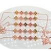 Pulseira de trevo de quatro folhas de luxo de alta qualidade, ouro rosa, joias da moda em cores doces, pulseira feminina