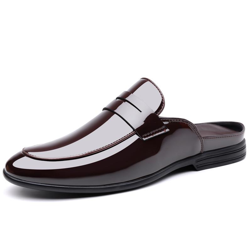 Brand Men's Shoes Luxury Leather Slippers Baotou Half Slippers for Men Business Dress Slippers Casual Loafers Man Shoes