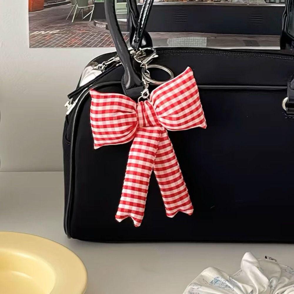 

Balletcore Bow Bag Pendant Grid Y2k Bag Hanging Fashion 3D Bowknot Keychain Gift чёрный