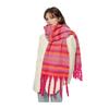 Winter Scarf Cashmere Feel Plush Scarf with Tassel Decoration Thickened Warm Plaid Pattern Winter Long Scarf