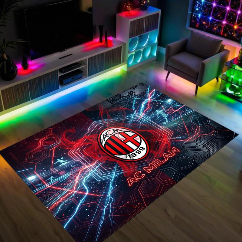 Tapis Velours Cristal Design AC Milan Confortable Non?Tapis imprimé antidérapant pour chambre, salon, entrée