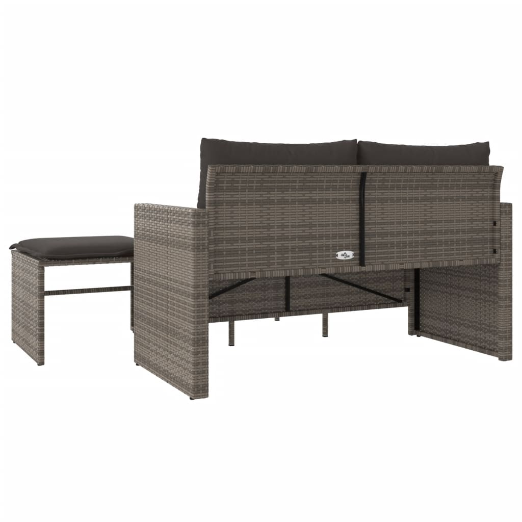 3 Piece Garden Sofa Set with Cushions Grey Poly Rattan
