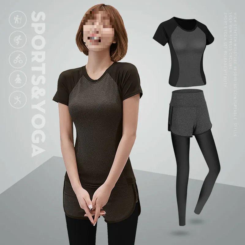 Damen Schnelltrocknendes Yoga- & Laufset - Kurzärmelig, Atmungsaktive Sportbekleidung für Sommer & Herbst