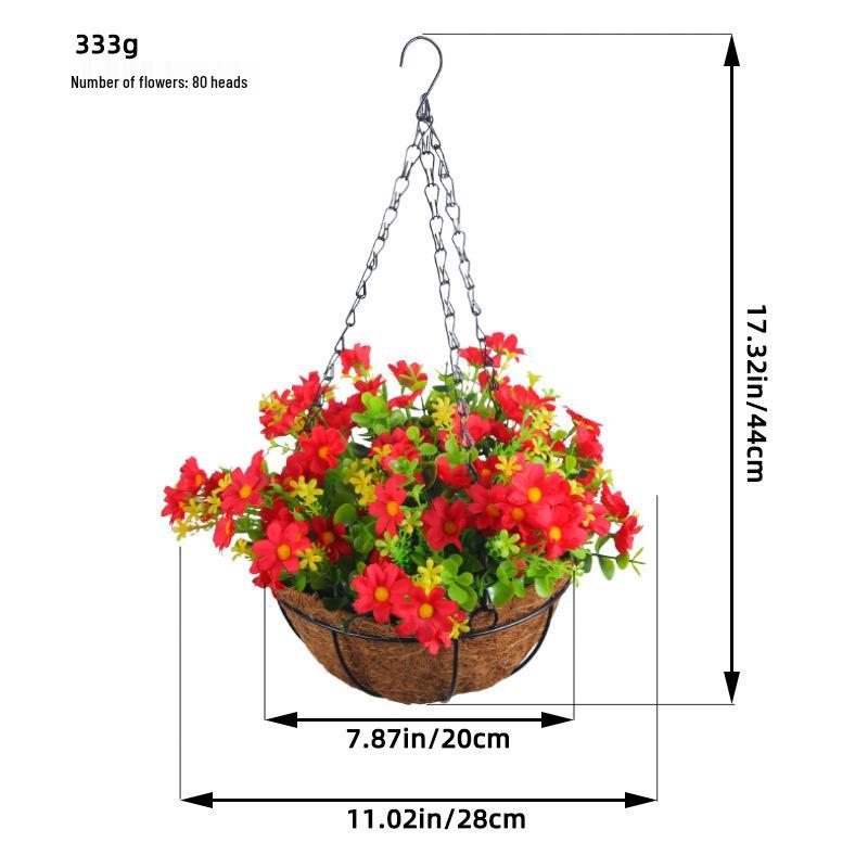 Frühlingsblumen-Hängekorb mit Schleife - Kranz Heimdekoration