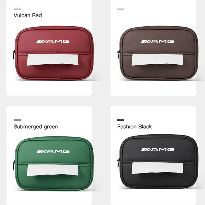GLC GLB Car Logo Tissue Box Seat Hanging Paper Towel Storage Bag For Mercedes Benz AMG W205 W203 W220 W206 W211 W212 W201 W176