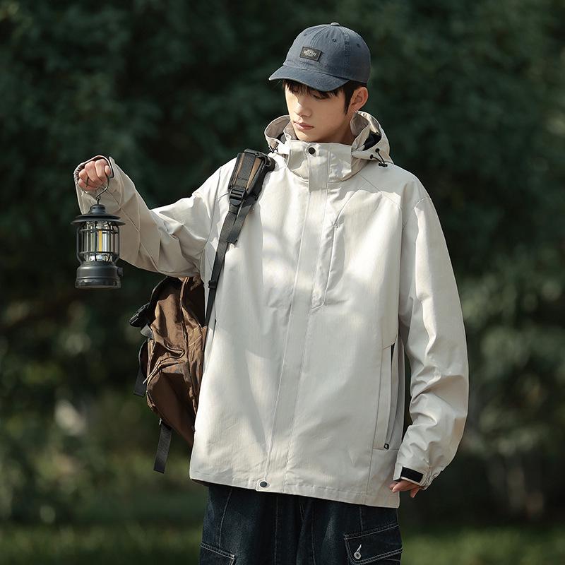 Men's Autumn/Winter Outdoor Mountain Series Casual Hooded Windbreaker Jacket