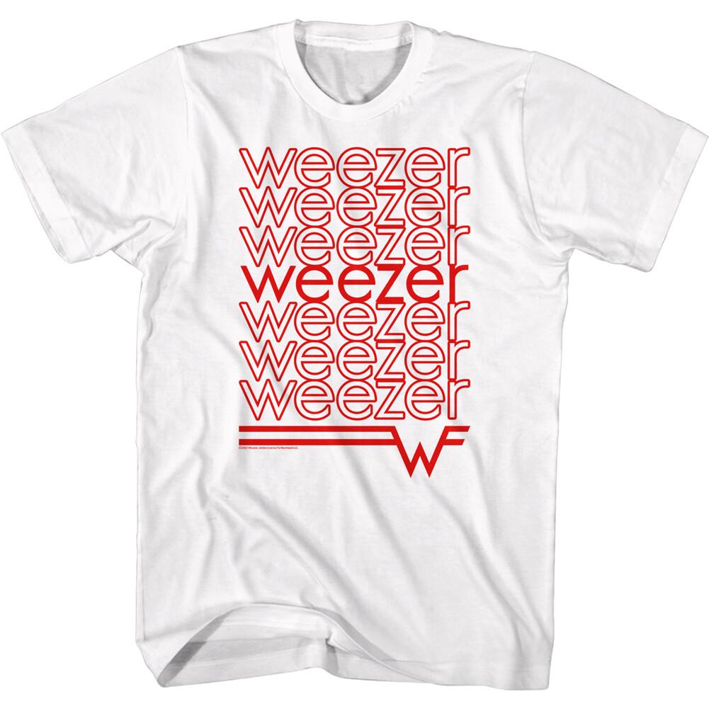 Weezer Red Repeat Band Name Logo W Men T Shirt Rock Music Merch XXXXL