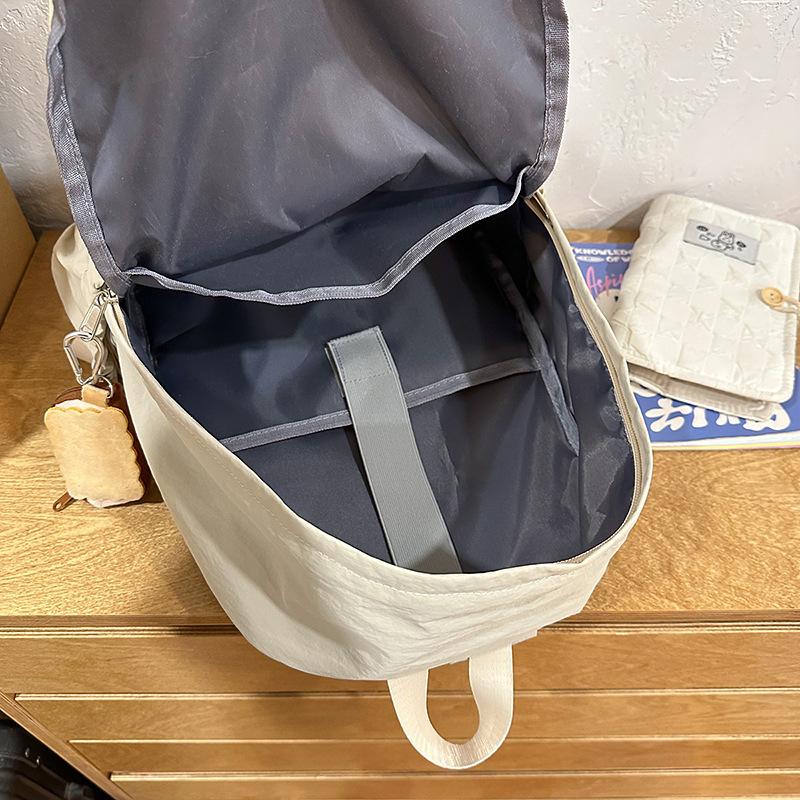 School Bag New Simple Japanese Ins Solid Color Backpack College Student Leisure Campus School Bag Travel Versatile Lightweight Backpack