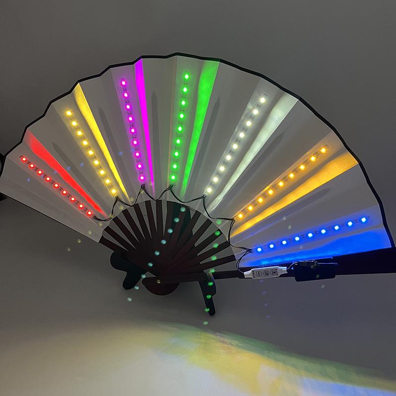 10-Inch LED Luminous Folding Dance & Disco Fan for Bodybuilding, Bars, and KTV Atmosphere