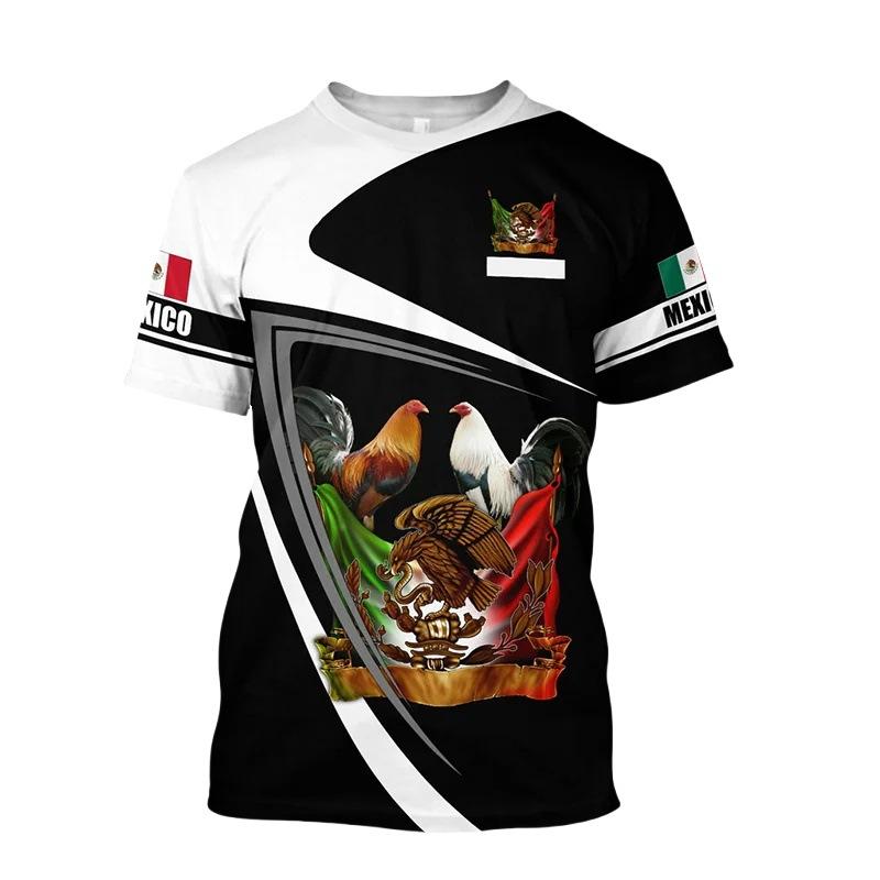 

Летний топ с круглым вырезом и 3D-принтом в виде мексиканского петуха, модная повседневная мужская футболка с коротким рукавом 6XL