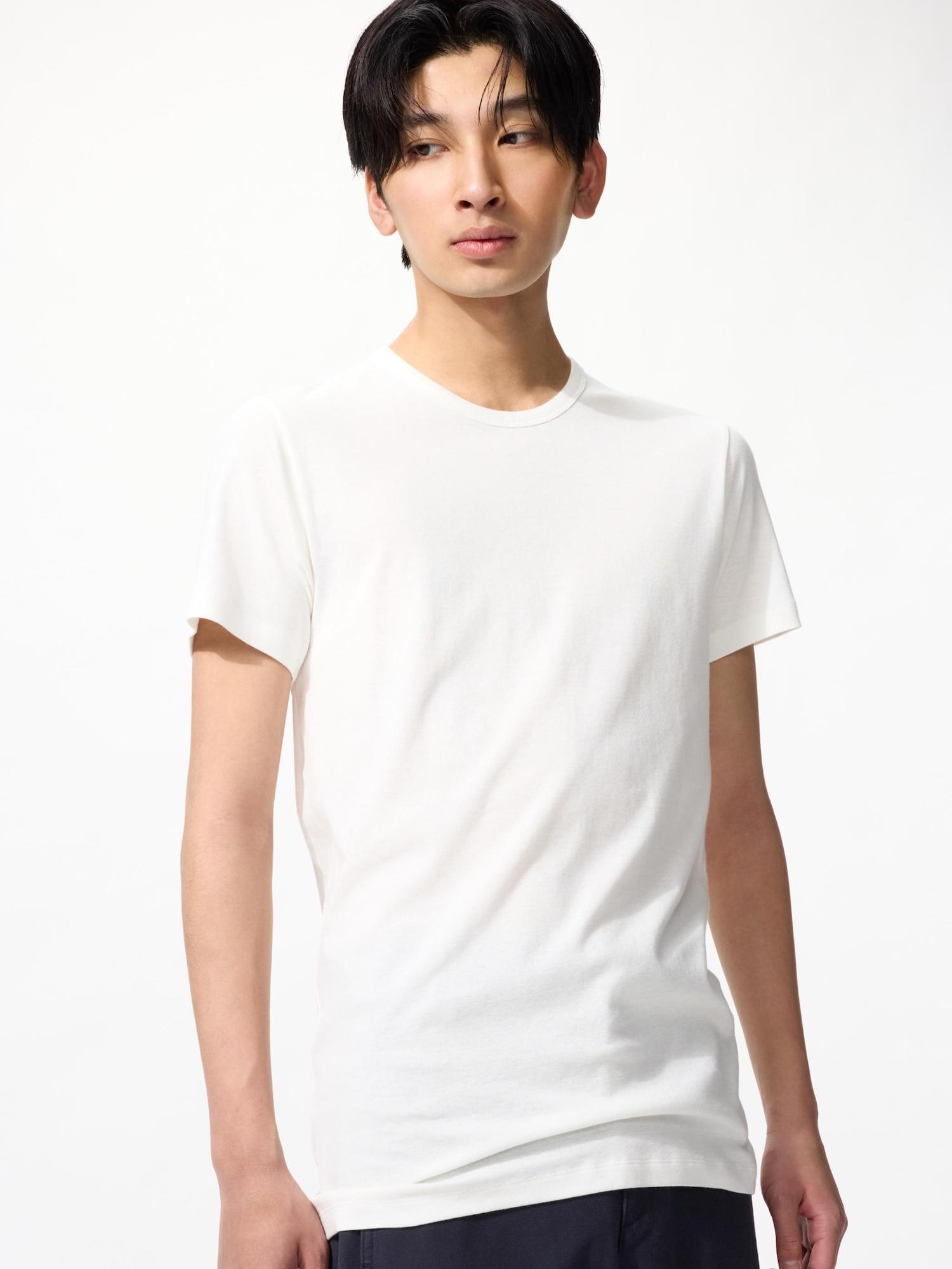 Uniqlo Япония Хлопковая футболка с круглым вырезом 2 шт. 00 WHITE/S