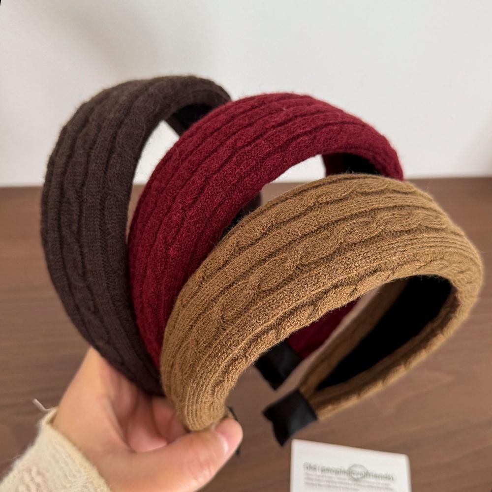 Herbst Winter Breiter Rand Wollstrick Stirnband für Damen Mädchen Handgefertigter Haarreif Damen Haarbügel Mode Haarschmuck