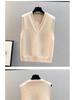 Knitted V-Neck Sleeveless Women's Cardigan Sweater - Korean Style, Loose Fit for Spring/Fall/Winter.