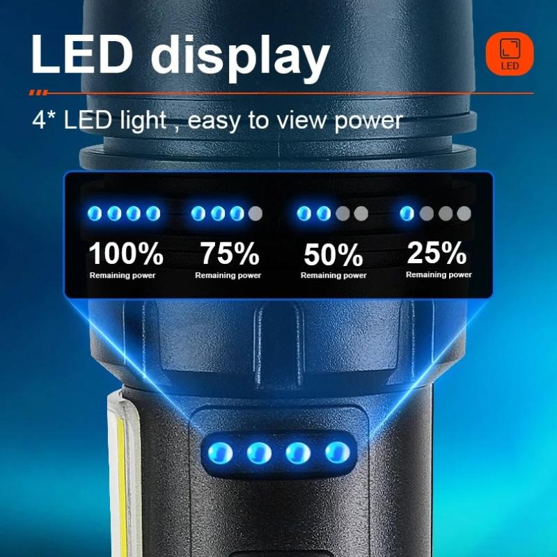 High Powerful LED Flashlights Long Range 1500M Super Bright Torch Light Type-C Rechargeable Waterproof Outdoor Camping Lamp