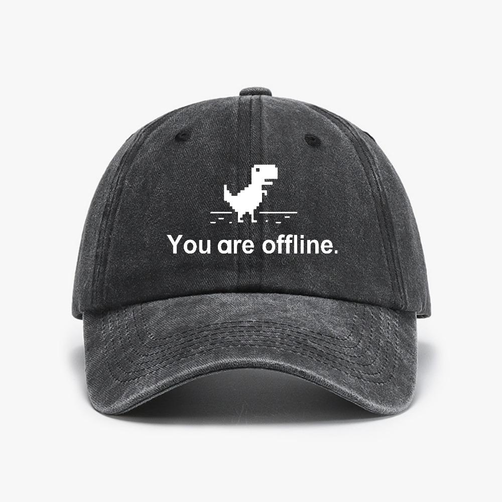 You Are Offline Funny Low Resolution Pixel Dinosaur Baseball Caps Peaked Cap Computer Cpu Core Sun Shade Hat Unisex Washed Hats Adjustable