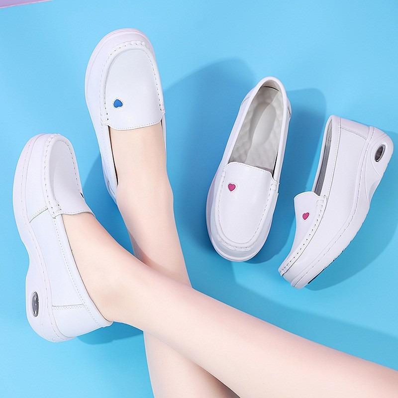Nurse Shoes Air Cushion Women's Soft Sole Non-slip Breathable Not Tired Feet Thick Sole Love Medical Worker White Shoes