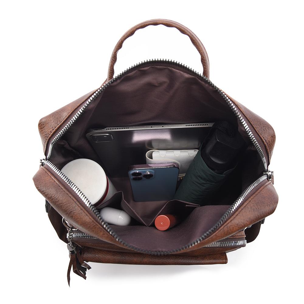 Trendige Mode kontrastierende Farben Patchwork Pendler Damen Taschen große Kapazität Textur vielseitig Rucksack praktisch Klasse Reise Umhängetasche