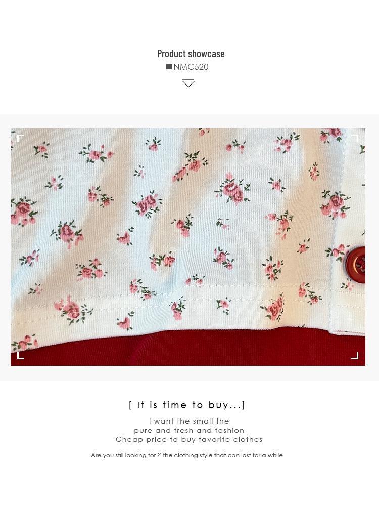 Women's Floral Button-Up Two-Piece-Style Long-Sleeve Slim Fit Top