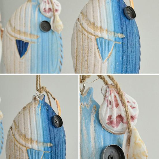 Wall Hanging Decoration Fish Shaped Wood Carving Pendant with Lanyard Easy to Hang Versatile Wall Art for Bathroom Door Entrance