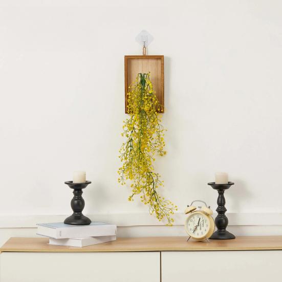 Artificial Plants Wall Decor, Rustic Farmhouse Wall Hanging Planter, Vintage Wood Framed Fake Plants Holder for Indoor Living Room, Kitchen, Bedroom