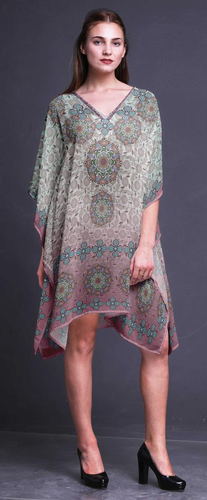 Phagun Ladies Kaftan Holiday Loungewear Midi Dress Beach Coverup-4X-5X
