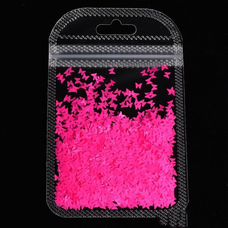 

10-кольорові флуоресцентні метелики з блискітками для нігтів - фантазійні лазерні аксесуари своїми руками 08 Rose Red. 2g/bag рожевий червоний колір