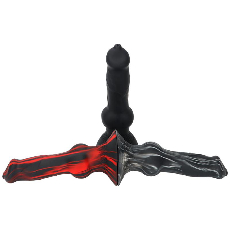 Dildo Pene di Cane Senza Uova Simulato Colore Misto per Donna Dispositivo di Masturbazione Corte Posteriore Grande Plug Anale Strumento di Espansione Anale